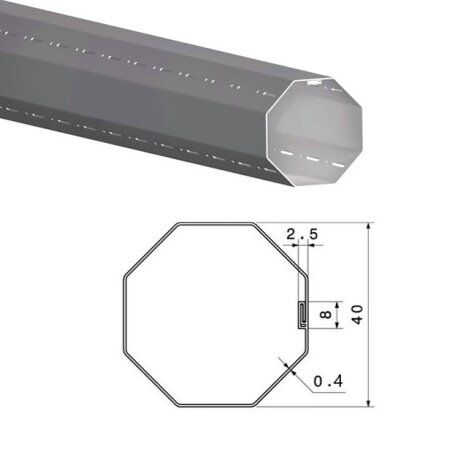 eje metálico octogonal para persiana de 50mm a medida (copia)