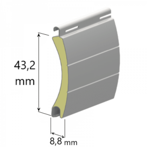 lama persiana de aluminio térmico 43mm curva