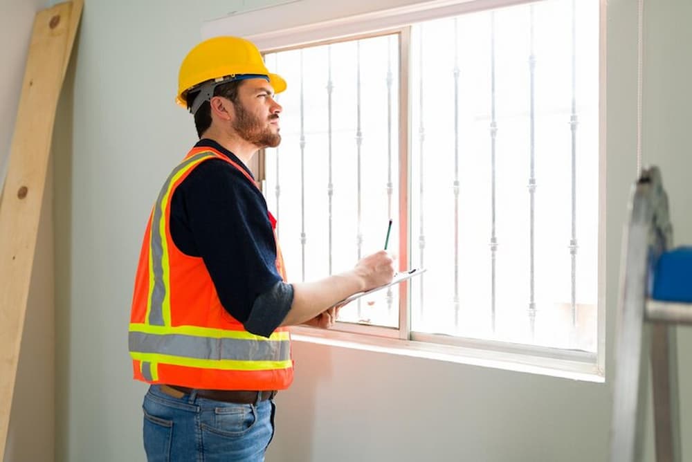 Hombre inspeccionando ventanas