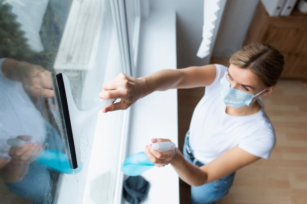 Mujer limpiando mosquiteras