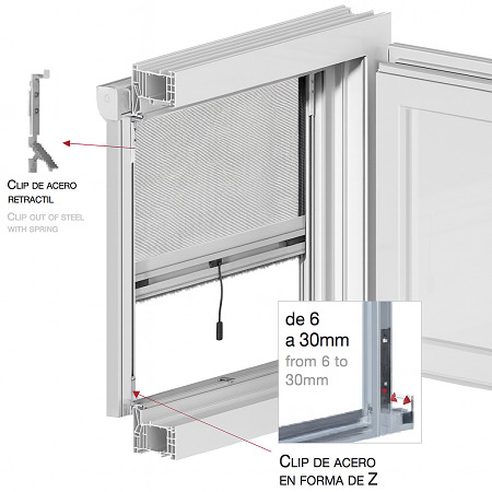 mosquitera enrollable evo z (fijación frontal con clips)