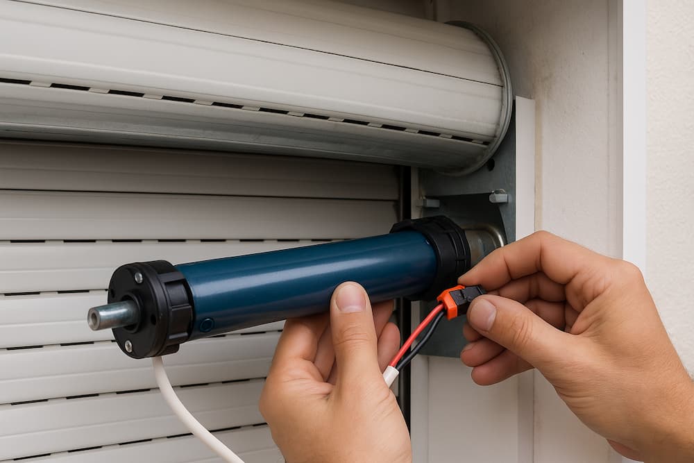 Instalación de motor eléctrico en persiana enrollable de aluminio