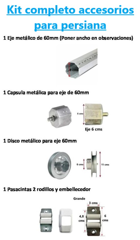 kit completo accesorios para persiana eje 60